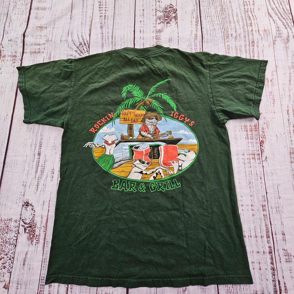 Rockin' Iggy's Bar & Grill Lifeforms Green‎ Short Sleeve Cotton T-Shirt Men's M